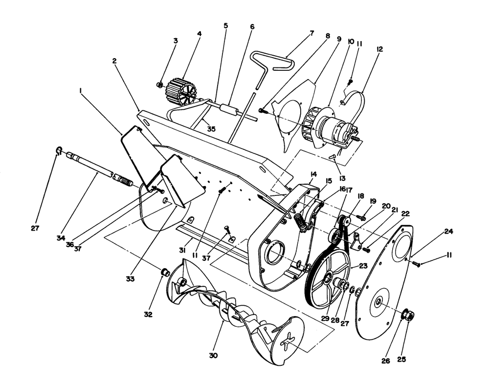 Housing And Rotor Assembly Diagram and Parts List for 38005 (0000001 - 0999999)(1200) Lawn Boy Snow Blower